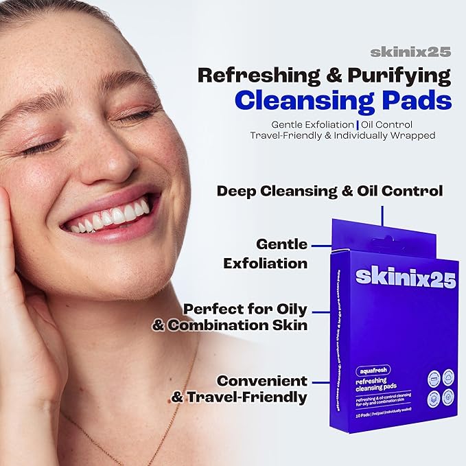 Aquafresh Facial Cleansing Pads – 80 Individually Wrapped Wipes for Oily & Combination Skin | Oil-Control Face Pads for Gym, Travel & Daily Use | Ultra-Soft Cotton
