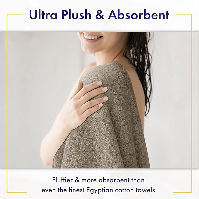 Ultra Soft & Plush Viscose from Bamboo Bath Sheets - 700 GSM Pack of 2 - Extra Large 70x35 in - Super Absorbent & Quick Drying (Taupe)