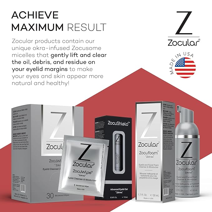 Zocular ZocuFoam Eyelid Cleanser - Foaming Eyelid Scrub - Natural pH Balanced Solution - 1.7 FL OZ (50mL)
