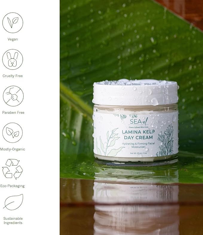 Sea-El Lamina Sea Kelp Day Cream Hydrating & Firming Anti Aging Glow Natural & Organic Dry Skin Care - Daily Face Moisturizer for Women & Men - 2 Oz