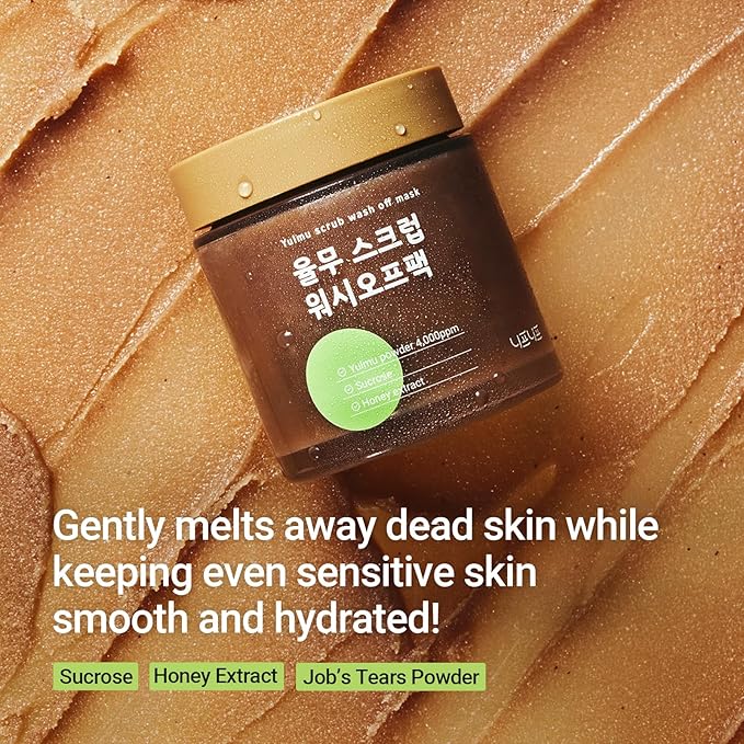 Yulmu Scrub Wash-Off Pack, Gently Exfoliates the Skin/Pore Cleansing and Hydrating with Sucroce & Honey Extract, Clear Complexion, Korean Skincare for All Skin Types (4.23 oz/120 g)