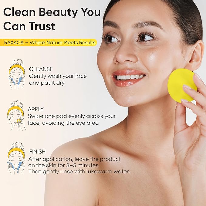 Turmeric Kojic Acid Cleansing Pads, 50 Pcs Kojic Acid And Turmeric Cleansing Pads for All Skin Types, Exfoliating Cotton Rounds, Dark Spots Remover for Face, Deep Clean Pores