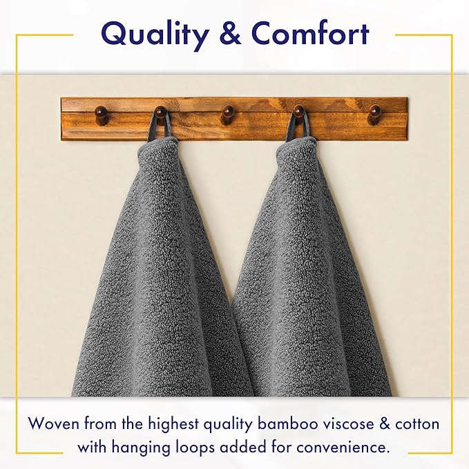 Ultra Soft & Plush Viscose from Bamboo Bath Sheets - 700 GSM Pack of 2 - Extra Large 70x35 in - Super Absorbent & Quick Drying (Granite Grey)