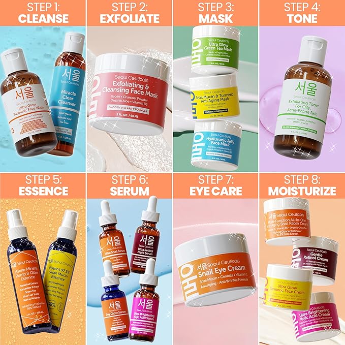 SeoulCeuticals Korean Acne Snail Cleanser Face Wash - Snail Mucin, Salicylic Acid & Tea Tree Acne Treatment for Sensitive Skin & K Beauty Glow 4oz