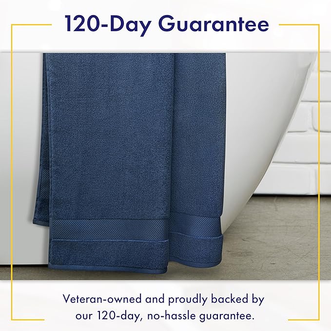 Ultra Soft & Plush Viscose from Bamboo Bath Sheets - 700 GSM Pack of 2 - Extra Large 70x35 in - Super Absorbent & Quick Drying (Navy Blue)