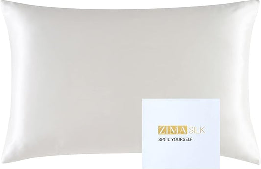 ZIMASILK 25 Momme 100% Pure Mulberry Silk Pillowcase for Hair and Skin Heath, Best Gift Choice, Highest Grade 6A Silk, 900 Thread Count, 1Pc (Queen 20''x30'', Ivory)