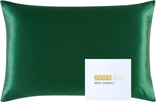 ZIMASILK 25 Momme 100% Pure Mulberry Silk Pillowcase for Hair and Skin Heath, Best Gift Choice, Highest Grade 6A Silk, 900 Thread Count, 1Pc (King 20''x36'', Blackish Green)