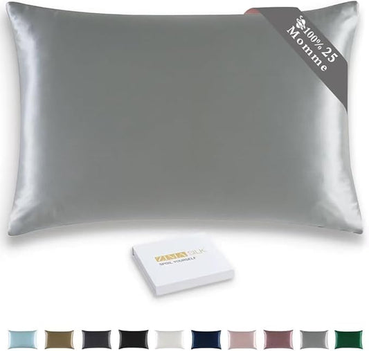 ZIMASILK 25 Momme 100% Pure Mulberry Silk Pillowcase for Hair and Skin Heath, Best Gift Choice, Highest Grade 6A Silk, 900 Thread Count, 1Pc (Standard 20''x26'', Iron Gray)