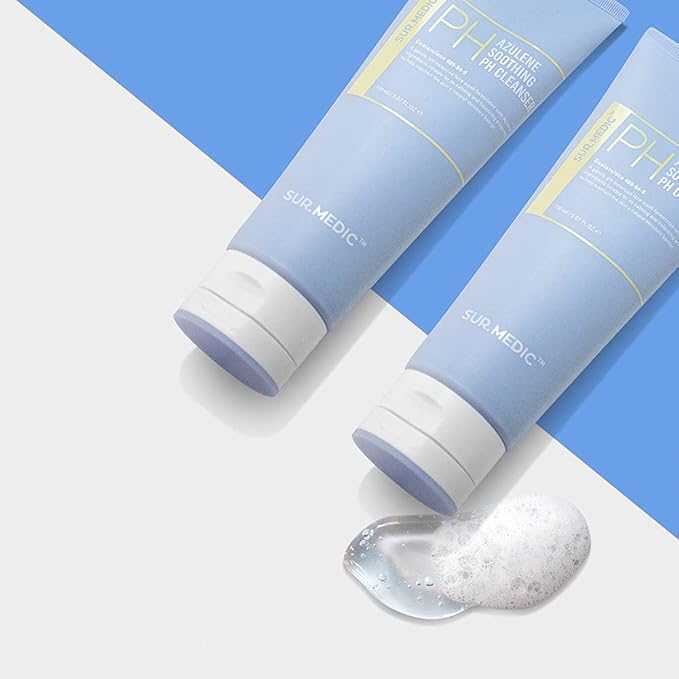 SUR.MEDIC+ Azulene Soothing PH Cleanser 5.07 oz / 150ml - Hypoallergenic, Sensitive Skin, Smooth, Moisturizer, Centella, Korean Skin Care