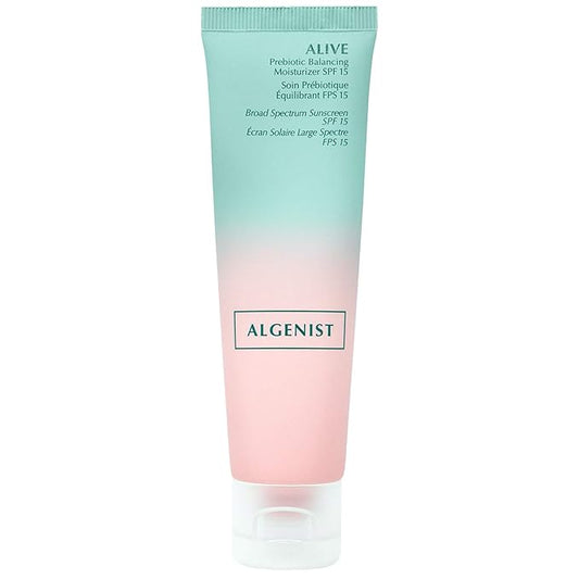 Algenist ALIVE Prebiotic Balancing Moisturizer SPF15 - Moisturizing Mineral Sunscreen for Face, Neck & Chest with Prebiotics & Probiotics - Zinc Oxide Facial Sunscreen (1.7 oz)