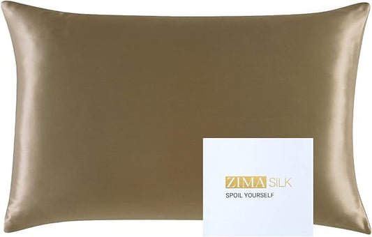 ZIMASILK 25 Momme 100% Pure Mulberry Silk Pillowcase for Hair and Skin Heath, Best Gift Choice, Highest Grade 6A Silk, 900 Thread Count, 1Pc (Queen 20''x30'', Taupe)