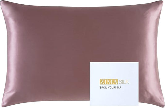 ZIMASILK 25 Momme 100% Pure Mulberry Silk Pillowcase for Hair and Skin Heath, Best Gift Choice, Highest Grade 6A Silk, 900 Thread Count, 1Pc (Standard 20''x26'', Grey Purple)