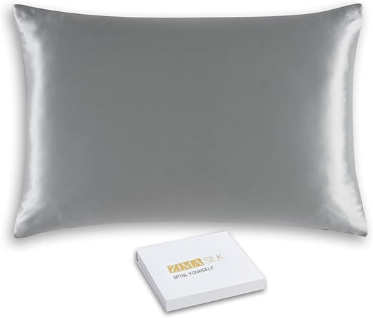 ZIMASILK 25 Momme 100% Pure Mulberry Silk Pillowcase for Hair and Skin Heath, Best Gift Choice, Highest Grade 6A Silk, 900 Thread Count, 1Pc (King 20''x36'', Iron Gray)