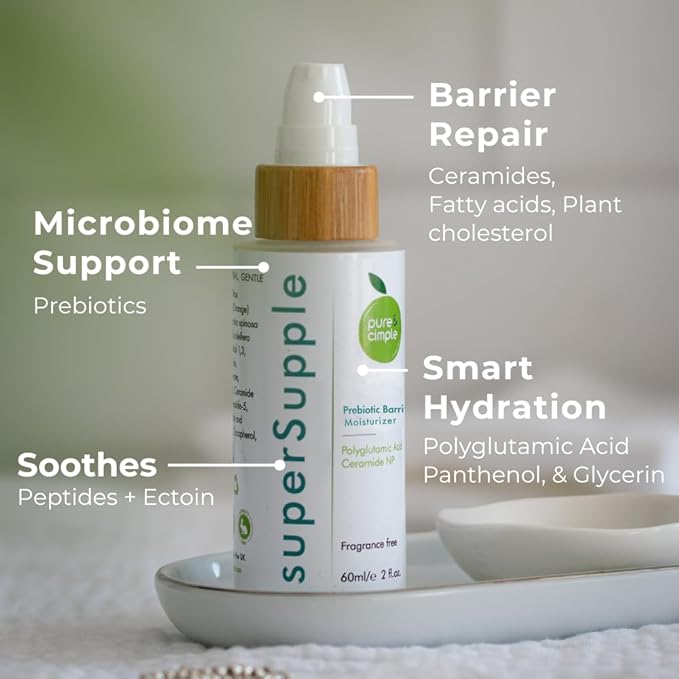 superSupple Barrier Repair Cream – Barrier Reset for Dry, Sensitive, Aging Skin – Ceramides, Peptides, Polyglutamic acid - Deep Hydration Face Cream – Prebiotic Face Moisturizer – Fragrance-Free, 60ml