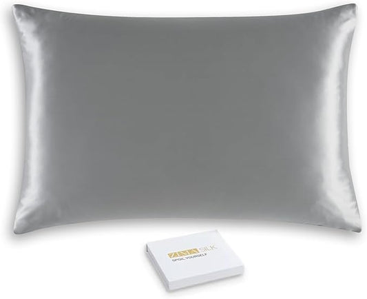 ZIMASILK 25 Momme 100% Pure Mulberry Silk Pillowcase for Hair and Skin Heath, Best Gift Choice, Highest Grade 6A Silk, 900 Thread Count, 1Pc (Queen 20''x30'', Iron Gray)