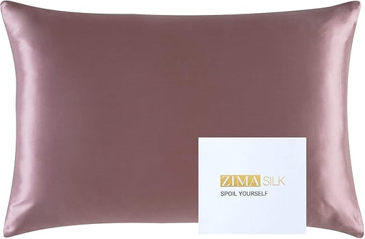 ZIMASILK 25 Momme 100% Pure Mulberry Silk Pillowcase for Hair and Skin Heath, Best Gift Choice, Highest Grade 6A Silk, 900 Thread Count, 1Pc (Queen 20''x30'', Grey Purple)