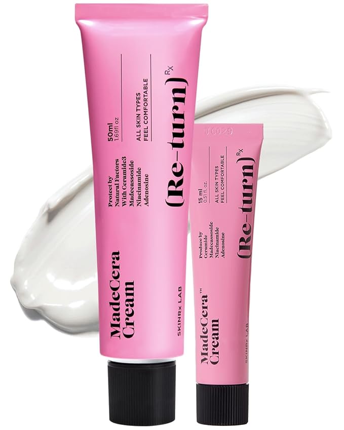 SKINRxLAB Made Cera Cream - Acne & Redness Relief Face Moisturizer, Sebum Control, Improving Skin Barrier with Ceramide and Madecassoside, Anti-Aging and Pore Minimizing Face Cream, 1.69 + 0.5 fl.oz.