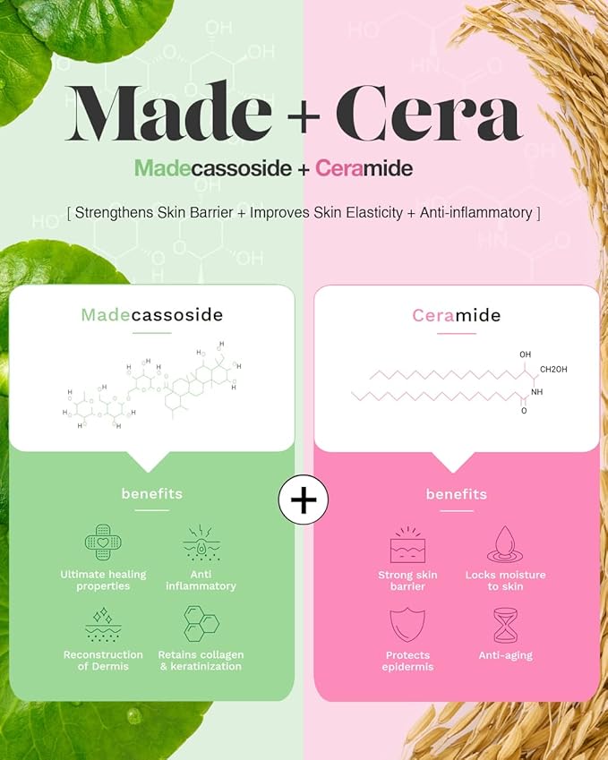 SKINRxLAB Made Cera Cream - Acne & Redness Relief Face Moisturizer, Sebum Control, Improving Skin Barrier with Ceramide and Madecassoside, Anti-Aging and Pore Minimizing Face Cream, 0.5 fl.oz.