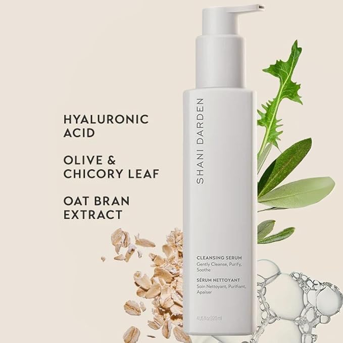SHANI DARDEN SKIN CARE Cleansing Serum Face Wash for All Skin Types, Gentle Daily Hydrating Gel Facial Cleanser & Makeup Remover with Hyaluronic Acid & Oat Bran, Removes Excess Oil & Dirt, 4 fl oz