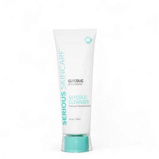Serious Skincare Glycolic Cleanser - Daily Non-Drying Exfoliating Face Wash - 10% Glycolic Acid - Deep Pore Purifying - Removes Blackheads, Makeup & Impurities 4 Fl. Oz.