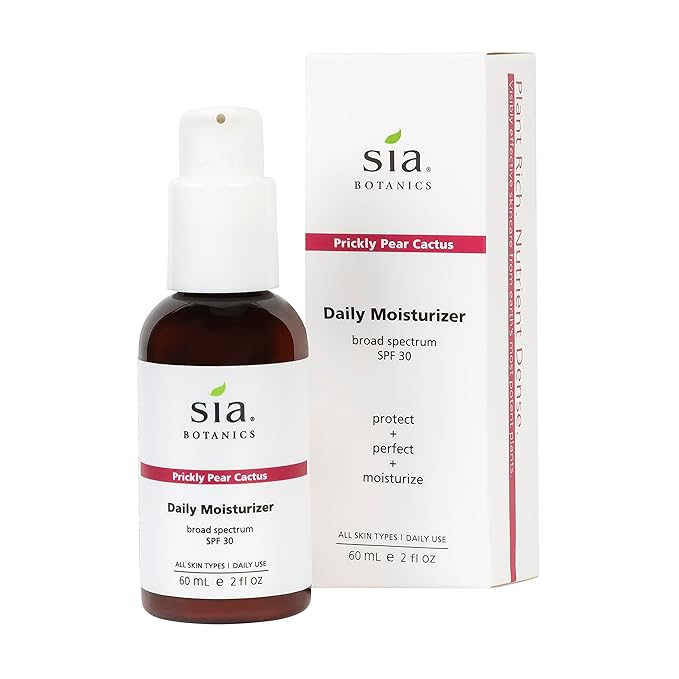 Sia Botanics Prickly Pear Daily Facial Moisturizer - SPF 30 (59ml/2oz Pump Bottle) | Face Sunscreen w/Prickly Pear, Sweet Orange, Lavender | Natural, Clean, Botanical Skincare for Women
