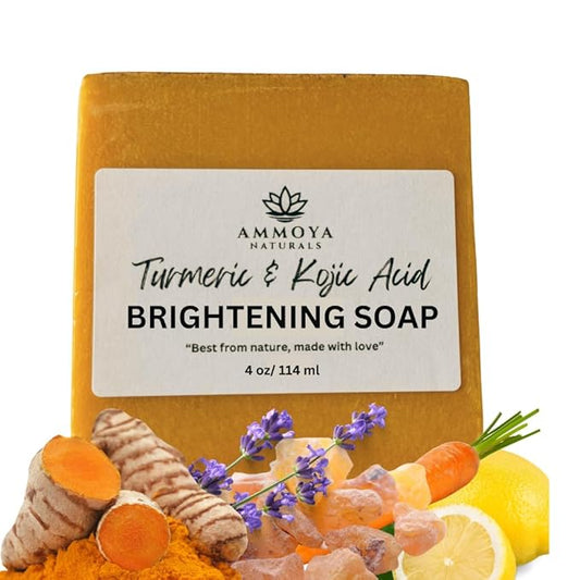 Turmeric Skin Cleansing Soap - Natural Glow Face & Body Cleanser for Acne, Dark Spots & Scars, Gentle for All Skin Types - 3 Bars (4.5 oz)