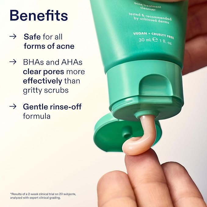 Skinfix 2% BHA Cleanser - 1 oz - Clears Acne Blemishes & Blackheads - Safe for All Types of Acne - Fragrance Free - Vegan, Cruelty Free