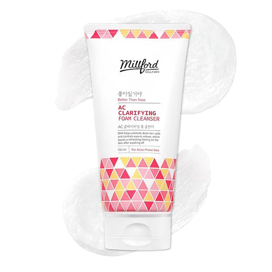 AC Clarifying Foam Cleanser 150ml/5.1 fl.Oz, Daily Facial Cleanser for Oily Skin, Unscented, Salicylic Cleanser, BHA, Korean Skincare