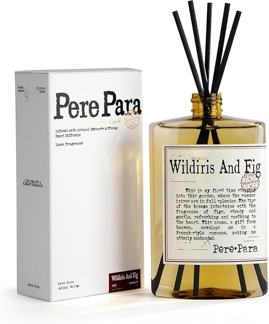Wildiris and Figs Premium Reed Diffuser Set - 380ml /12.85 fl.oz Scented Oil with 6 Sticks | Long-Lasting Fragrance for Home & Office | Luxury Gift