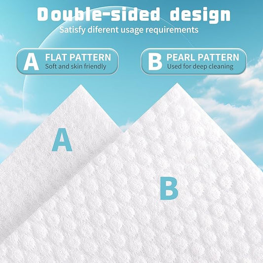 100 Count Disposable Face Towel, Biodegradable Facial Dry Wipes, Super Soft & Thick Face Cloth, Lint-Free Face Towelettes for Sensitive Skincare, Makeup Remover Dry Wipes, Facial Cleansing (2 Pack)