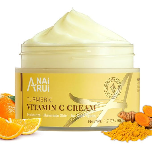 ANAI RUI Vitamin C Face Moisturizer with Turmeric, Anti-Aging Facial Cream for Dull, Dry Skin, Reduces Wrinkles, Evens Skin Tone, Hydrating & Nourishing, 1.7 OZ
