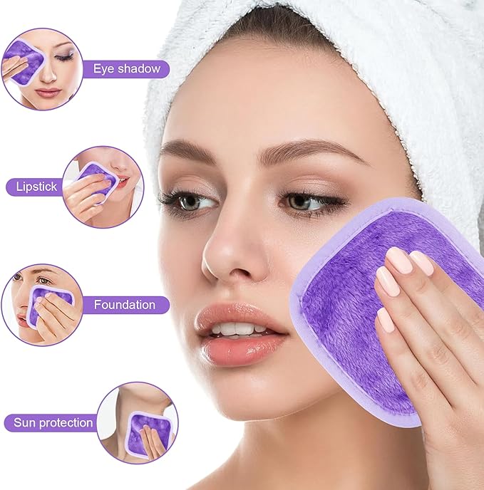 12 Pcs Makeup Remover Cloth, Premium Reusable Makeup Remover Pads Towels, Washable Microfiber Face Cloth, 5 X 5 inch Soft Makeup Washcloths for Face, Face Wash Cloths, Drying Facial Cleansing Cloths