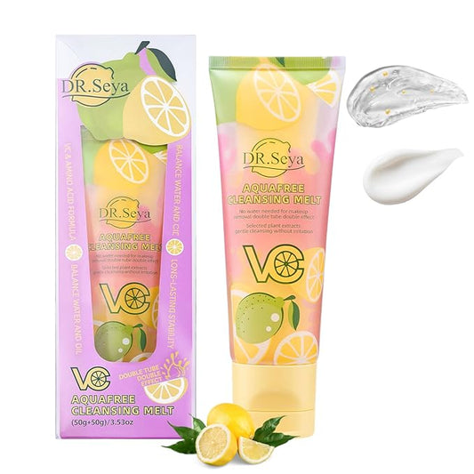 Vitamin C Double Tube Face Wash – 2025 New Aquafree Dual Cream Facial Cleanser with Amino Acid, Gentle Makeup Removal, 3.53oz