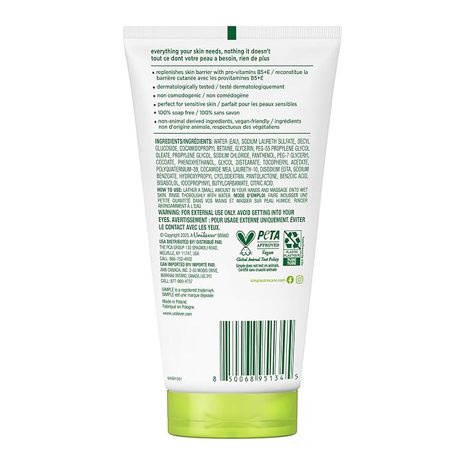 Simple Kind to Skin Facial Wash, Moisturizing 5 oz