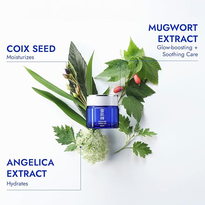 SEKKISEI Herbal Gel, Multi-Purpose 6 in1 benefits Hydrating Gel Moisturizer & Mask, 2.8 Ounce