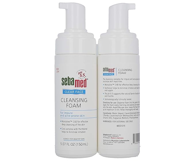 Sebamed Clear Face Cleansing Foam Gentle Face Wash for Impure Oily and Acne-prone Skin 5.07 Fluid Ounces (Pack of 2)