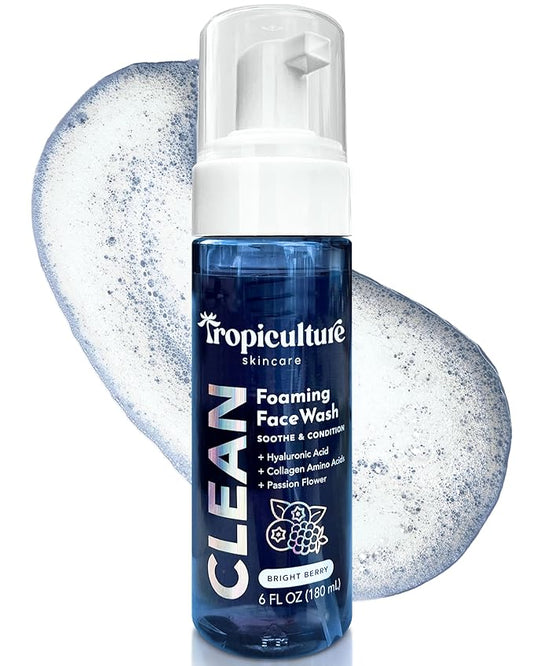 Tropiculture Clean Foaming Face Wash for Teens, Tweens & Kids | Gentle Face Cleanser for Girls | Bright Berry Hydrating Facial Cleanser | Natural, Non Toxic Skin care for Teens | Moisturizing