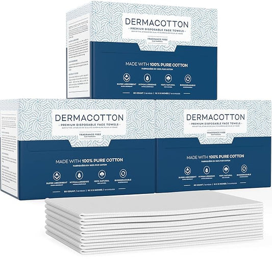240 Disposable Face Towels – 100% Pure Cotton, Biodegradable, Hypoallergenic, Super Soft Wipes for Sensitive Skin & Makeup Removal