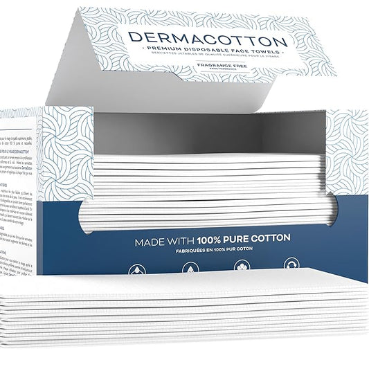 80 Disposable Towels - Pure Cotton, 100% Biodegradable, Hypoallergenic for Face Wash and Makeup Removal – Super Soft Face Wipes, Sensitive Skin, Facial Cloths