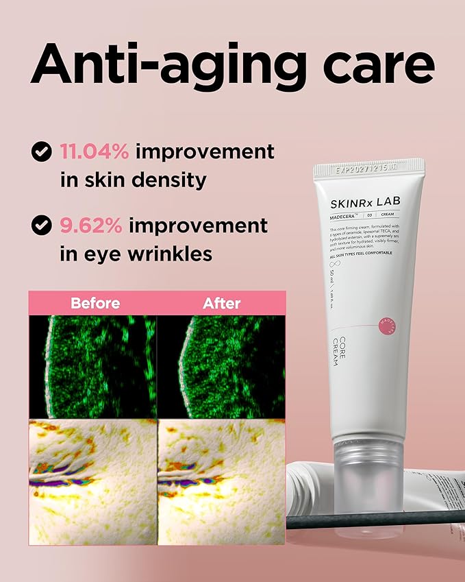 SKINRxLAB MadeCera Core Cream – Korean Anti-Aging Face Moisturizer with Ceramides, Peptides, Liposomal TECA for Deep Hydration, Firming, Plumping, Volumizing & Radiant Complexion, 1.69oz.