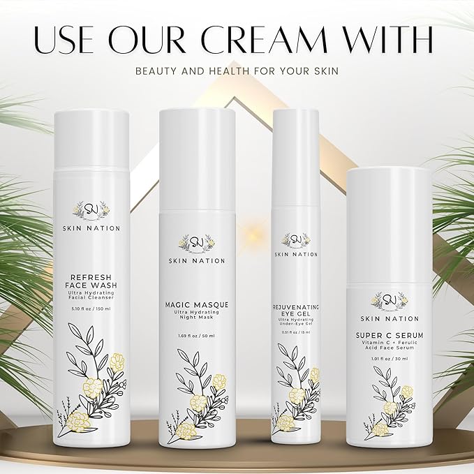 Skin Nation Renew Face Cream, Hydrating Moisturizer with Peptides, Hyaluronic Acid & Green Tea, Lightweight Plant-Based Cream for Smooth, Radiant Skin, 1.69 fl oz