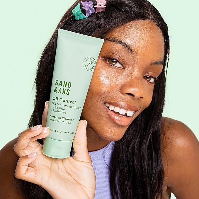 Sand & Sky Oil Control Gentle Face Cleanser with AHA & BHA - pH-Balanced Blemish Cleanser, Reduces Redness, For Oily Skin & Breakouts, 4.2 fl oz