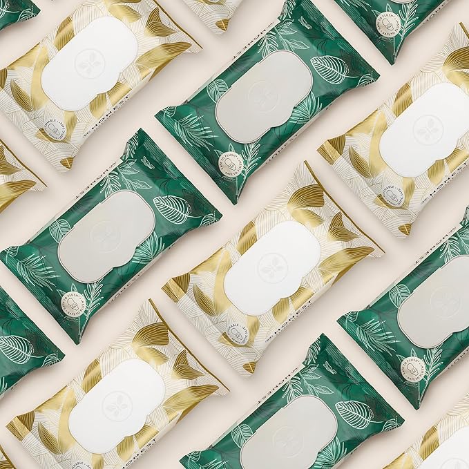 The Honest Company Flushable Wipes for Sensitive Skin | Fragrance Free, Hypoallergenic, 99% Water, Safe to Flush | pH Balanced Feminine Wipes | Gilded Wings, 42 Count