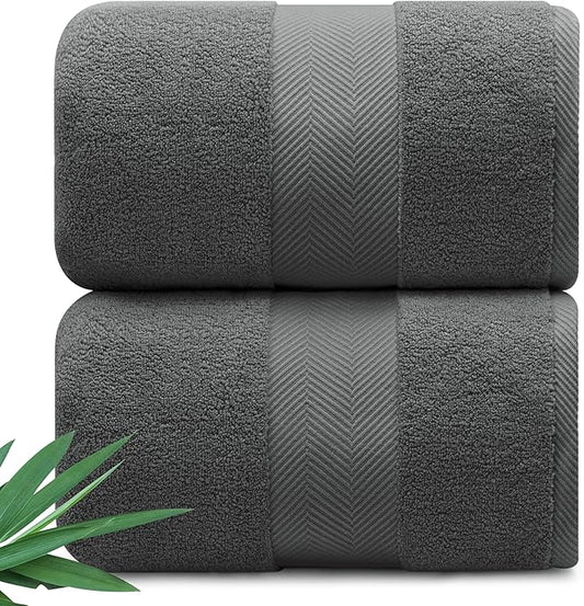 Ultra Soft & Plush Viscose from Bamboo Bath Sheets - 700 GSM Pack of 2 - Extra Large 70x35 in - Super Absorbent & Quick Drying (Granite Grey)