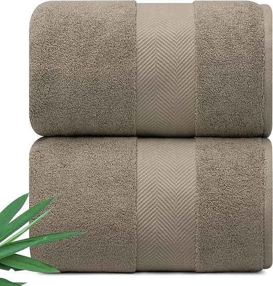 Ultra Soft & Plush Viscose from Bamboo Bath Sheets - 700 GSM Pack of 2 - Extra Large 70x35 in - Super Absorbent & Quick Drying (Taupe)