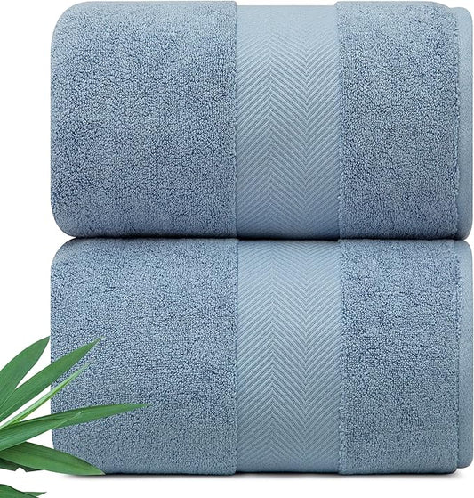 Ultra Soft & Plush Viscose from Bamboo Bath Sheets - 700 GSM Pack of 2 - Extra Large 70x35 in - Super Absorbent & Quick Drying (Chambray)